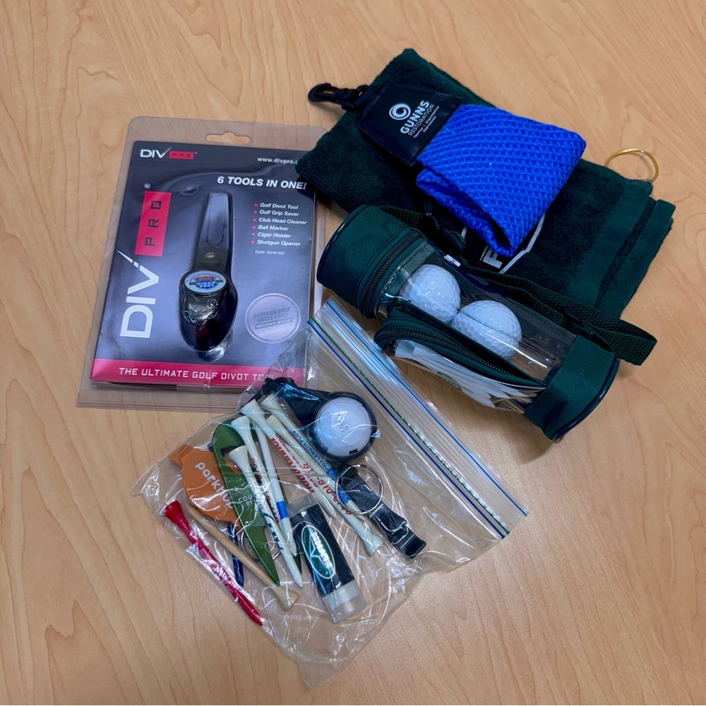 Golf Accessory Set with Divot Tool and Tees